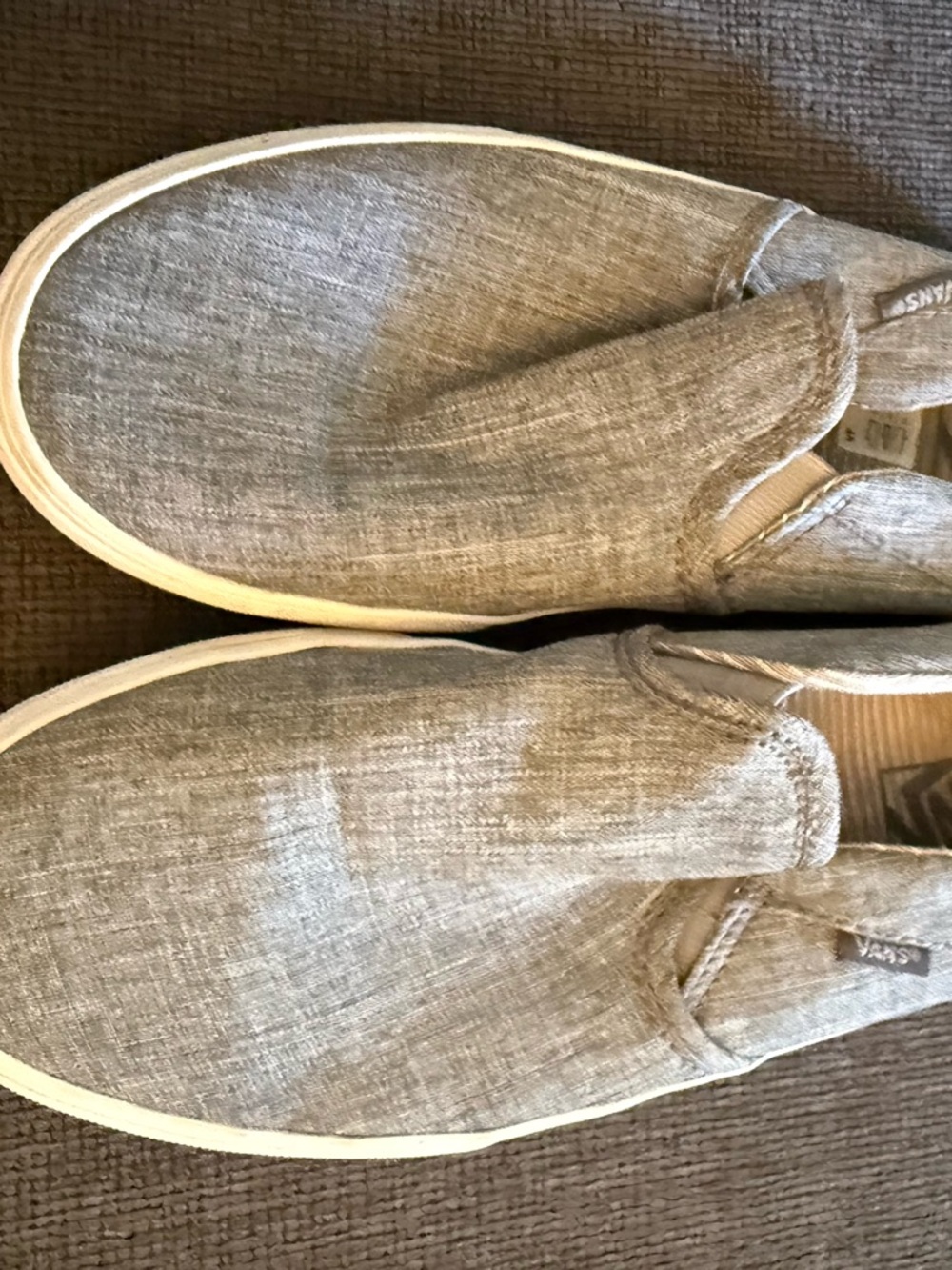 Vans Gray Striped Slip-On Sneakers
